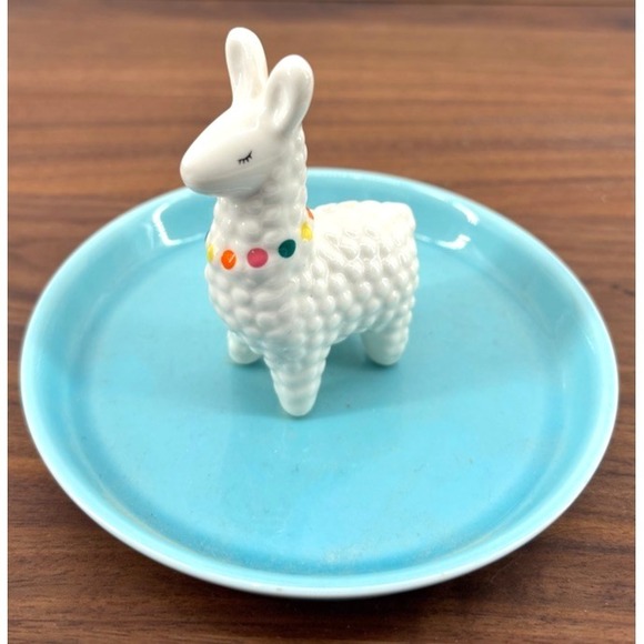The Unbranded Brand Other - Ceramic Llama Trinket Dish Ring Tray Turquoise Boho Southwest Eclectic Whimsical